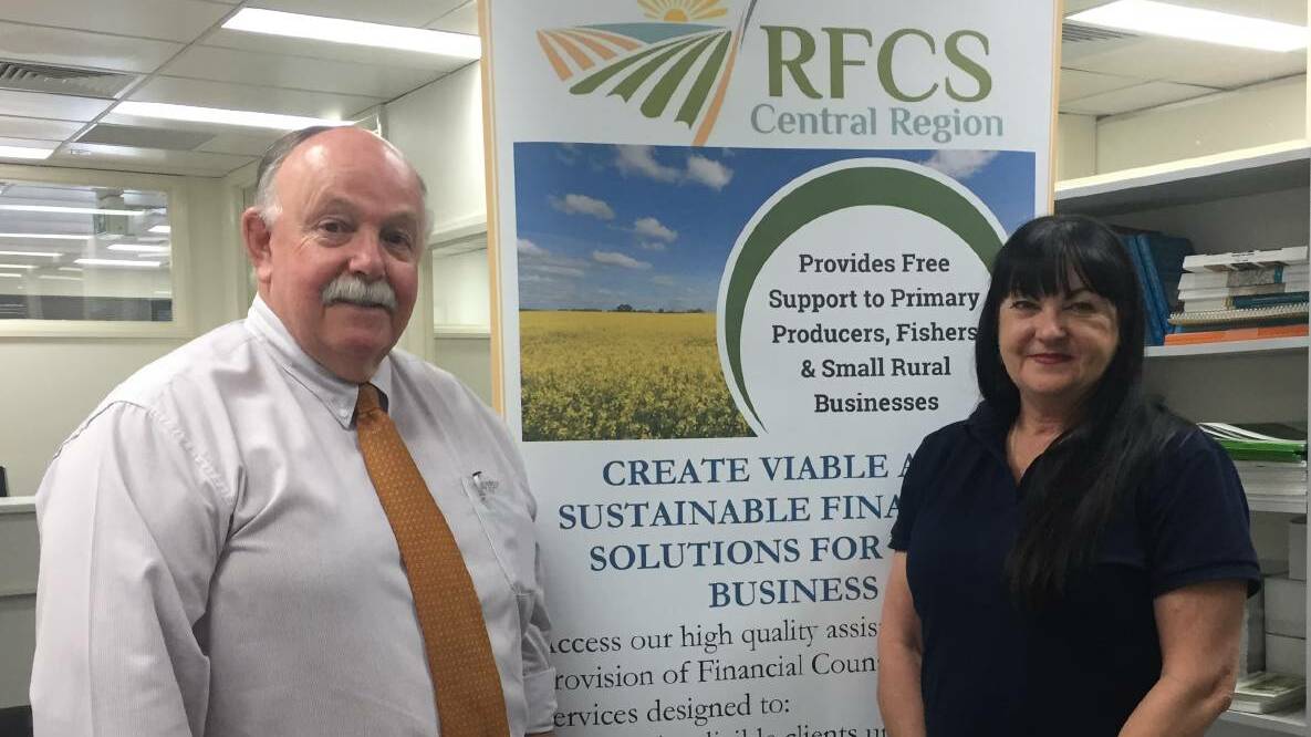 RFCS NSW Central Region CEO Jeff Caldbeck with Rural Financial Counselling Service Farm Liaison Officer Jennifer Jeffrey. Photo: Taylor Jurd. 