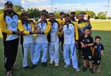 Members of the Newtown Hawks with the silverware after winning the RSL Pinnington Cup grand final. Picture supplied