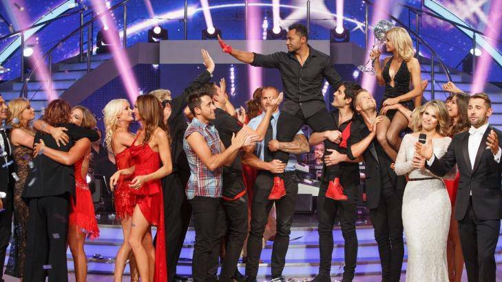 High five: David Rodan with the cast of Dancing with the Stars.