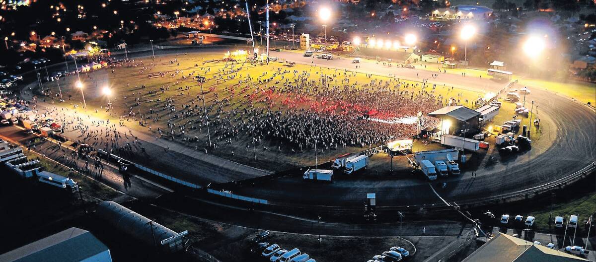 The crowd at the Dubbo Showground for One Night Stand in 2013. Picture by Paul Cremin of Arialshots Aerial Photography