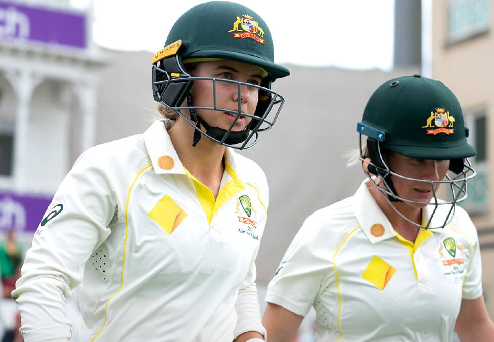 Phoebe Litchfield during her test debut against England. Picture by Cricket Australia