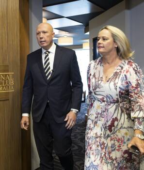 Peter Dutton with wife Kirilly Dutton. Picture: Keegan Carroll