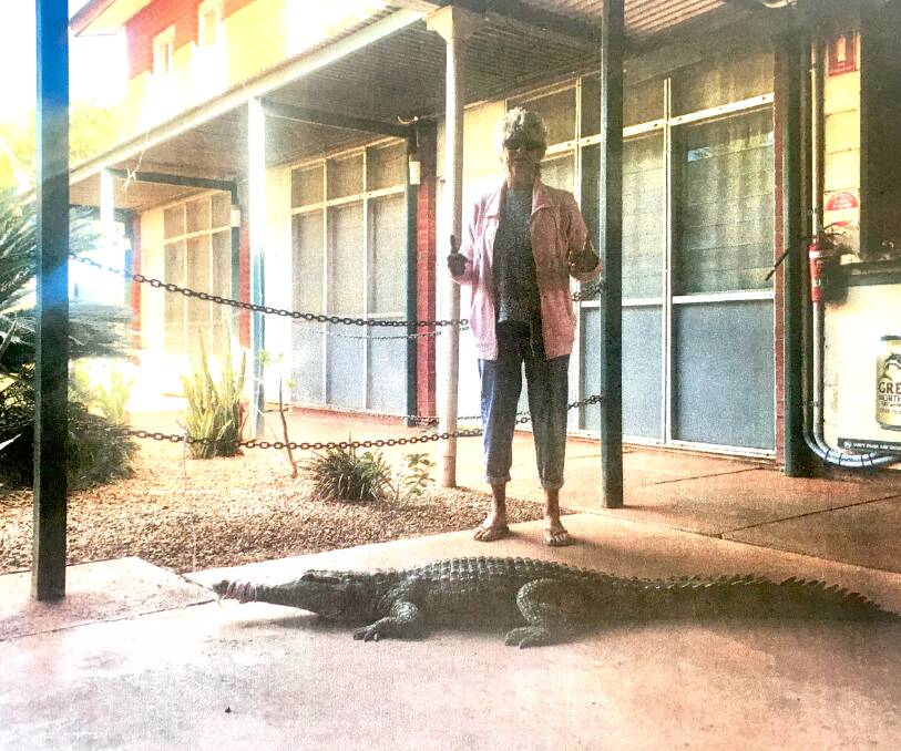 SURPRISE VISITOR: A crocodile was a surprise visitor to the Top Springs Hotel last year.