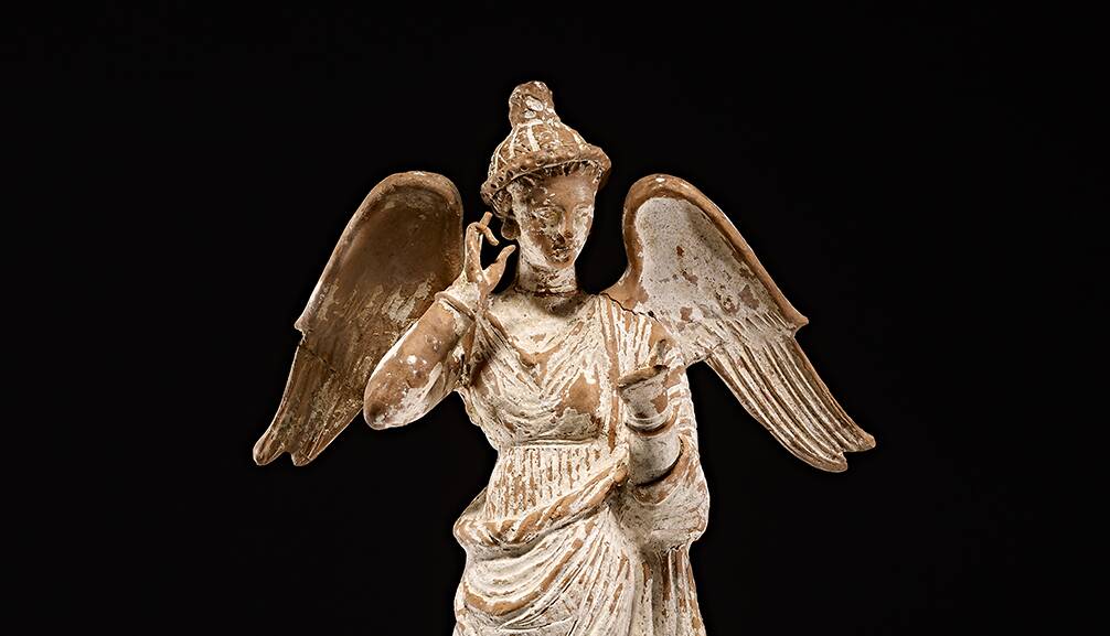 Terracotta statuette of Nike, Goddess of Victory, circa 300-200 BCE.