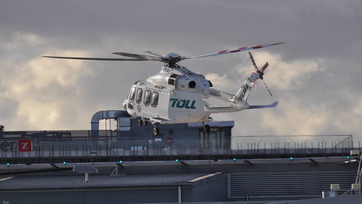 The Toll Rescue Helicopter over Orange Hospital. Picture by Nick McGrath