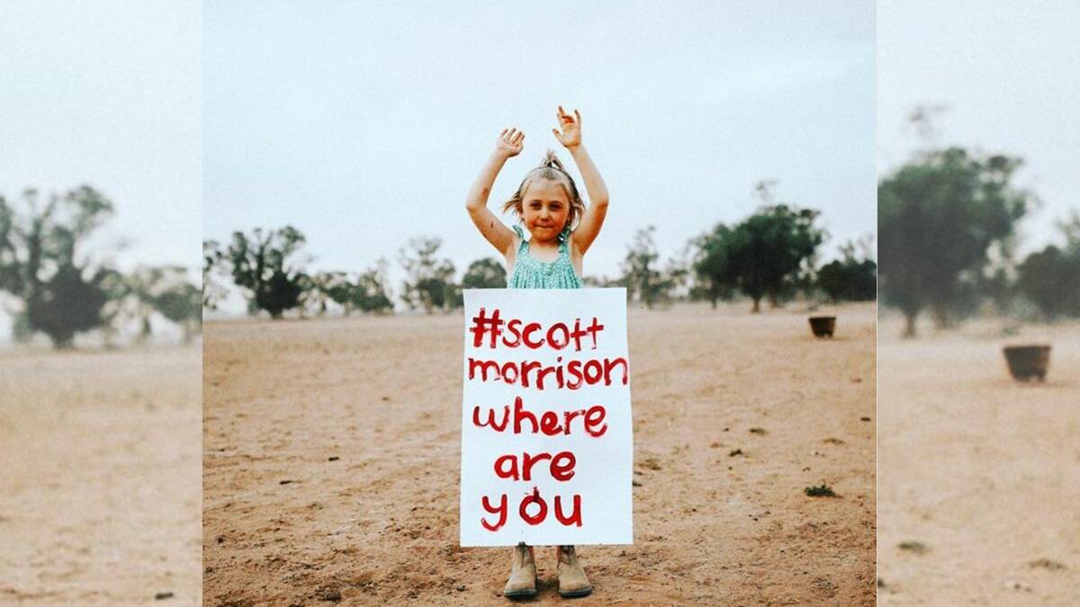#scottmorrisonwhereareyou social media campaign launched to highlight drought. Photo: THE WEST IS WAITING INSTAGRAM