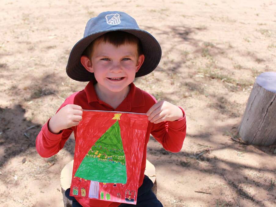 Quambone Public School Kindergarten student William Burnheim is the winner of Education Minister Sarah Mitchell's Christmas card competition. Photo: CONTRIBUTED