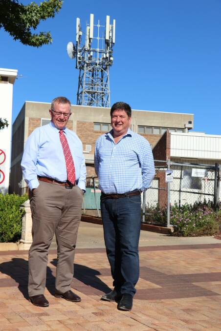 CONNECTED: Federal Member for the Parkes electorate and Regional Communications Minister Mark Coulton met with FSG CEO Andrew Roberts to share the good news. Photo: CONTRIBUTED
