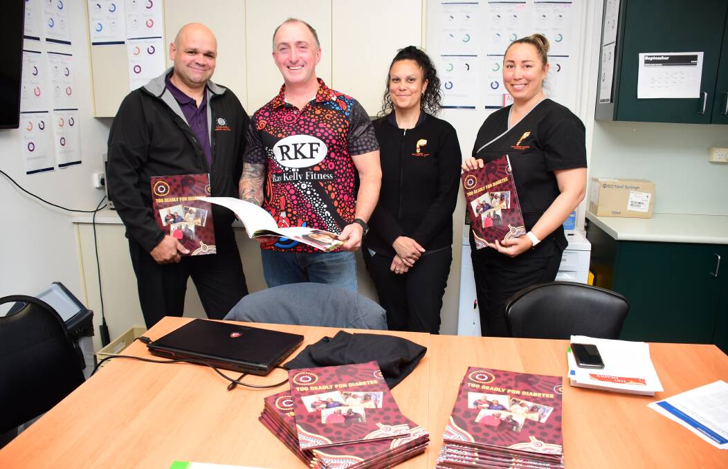 Real results: Coonamble Aboriginal Health Service CEO Phil Naden, Too Deadly For Diabetes founder Ray Kelly, with Dubbo AMS staff Jaime Keed and Cherie Forgione. Photo: Belinda Soole. 
