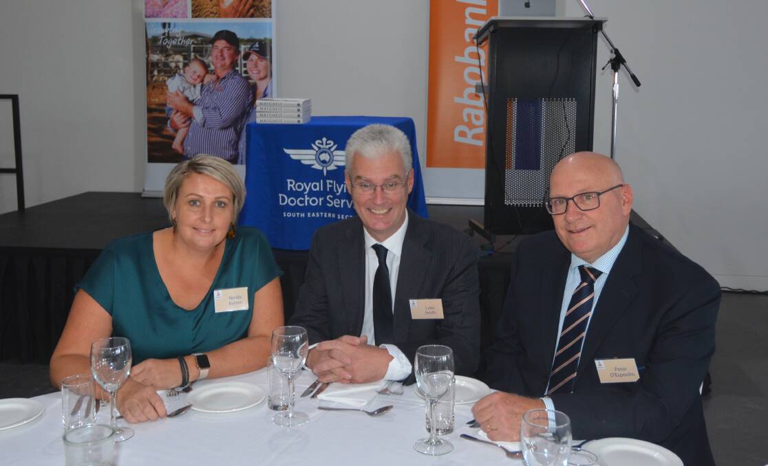 Support: Rabobank's Nerida Burton, Dubbo branch manager Luke Smith said Luke Smith and Senior Rural Manager Peter D'Esposito at the dinner. Photo: Taylor Jurd