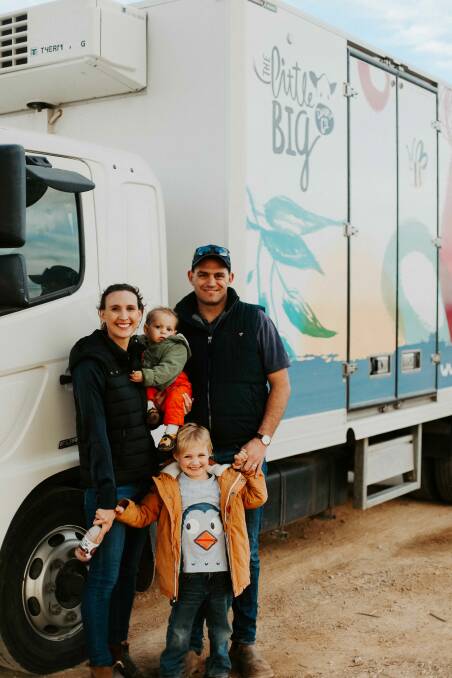 Little Big Dairy Co owner and director Emma Elliott pictured with her family. Photo: Supplied.