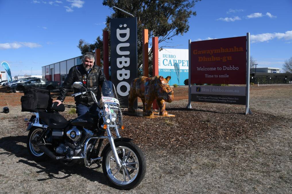 Riding to raise issues: NSW Dubbo Black Dog Ride cordiantor Wayne Amor. Photo: Jennifer Hoar 
