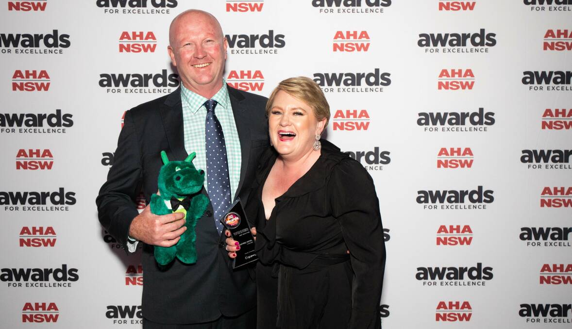 Winners: Armatree Hotel's Ash and Lib Walker, celebrate their second consecutive award win for the Best Bush Pub. Photo: Supplied. 