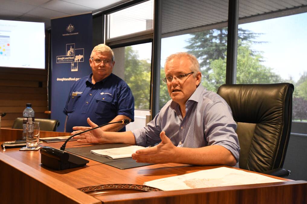 Prime Minister Scott Morrison during a meeting in Orange's City Council Chambers. 