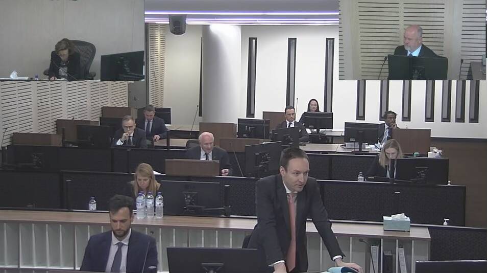 TESTIMONY: Counsel assisting the Independent Commission Against Corruption, Scott Robertson (centre right), questions Wagga businessman Phillip Elliott (top right) about his links to former Wagga MP Daryl Maguire.
