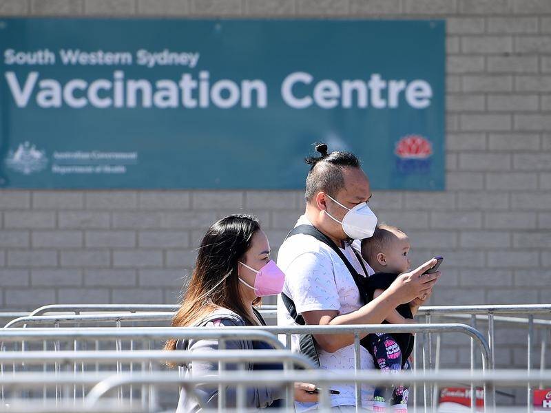 in NSW, 85 per cent of over-16s have had at least one dose and 59 per cent are fully vaccinated.