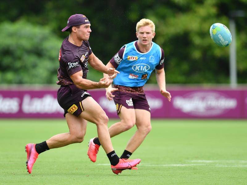 Brodie Croft (l) and Tom Dearden (r) are vying to be Brisbane's first-choice NRL No.7 for 2021.