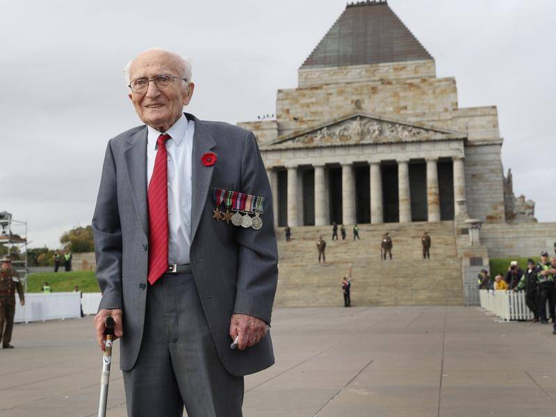 An 'emotional, humbled' World War II veteran, Sam Krycer, 100, has led Melbourne's Anzac Day march.