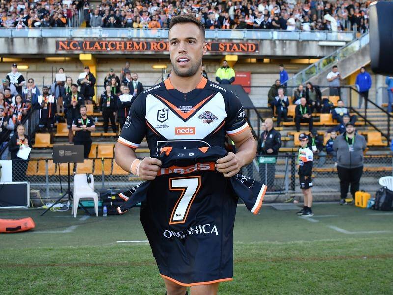 Luke Brooks (pic) shouldn't be the scapegoat for Wests Tigers' woes, John Skandalis says.