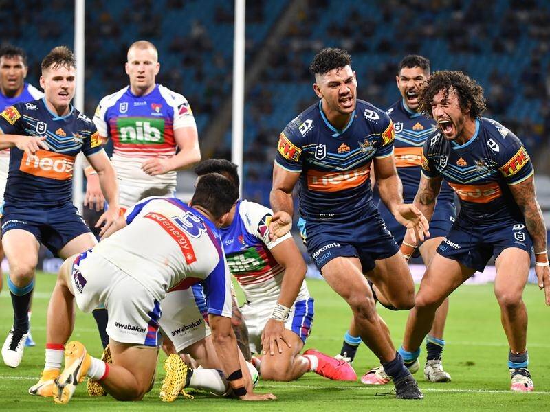 Gold Coast have hammered Newcastle in a seven tries to one romp at CBus Super Stadium.
