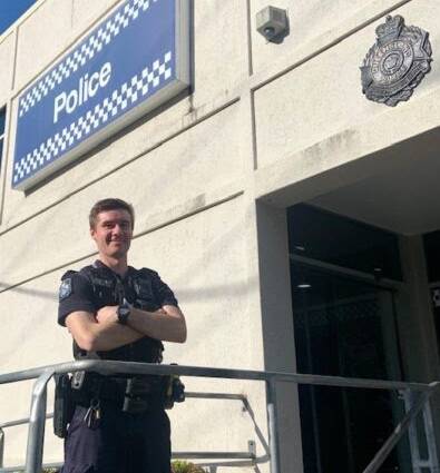 Snakes on the move: Senior Constable Paul Whitehead was already making friends at his new posting.