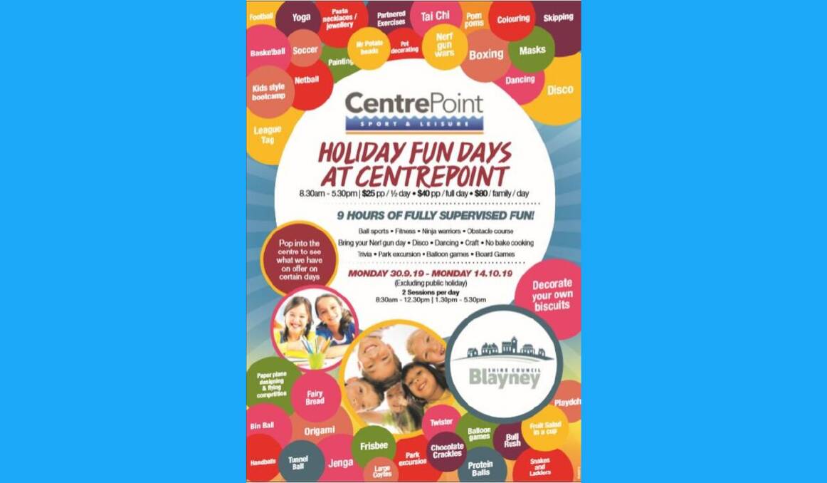 School holiday fun at CentrePoint Sport and Leisure Centre.