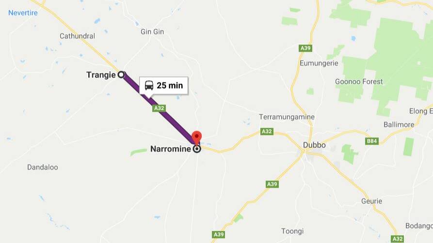 BLAZE: Firefighters are on scene at a fire burning off the Mitchell Highway between Narromine and Trangie. Image: GOOGLE MAPS